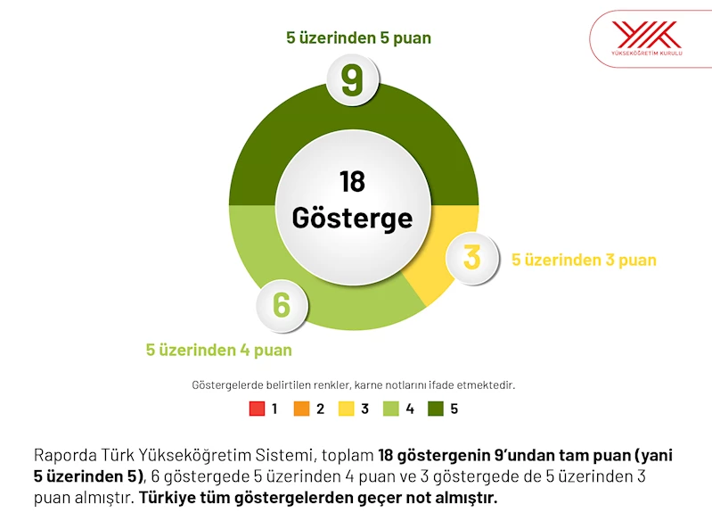 Türk yükseköğrenimi, 18 temel göstergenin 9