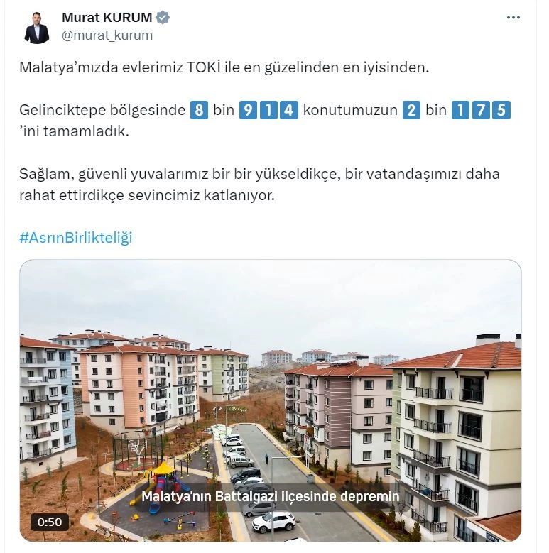 Bakan Kurum: Malatya Gelinciktepe