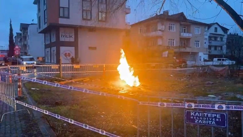 Sondaj sırasında ortaya çıkan metan gazı alev aldı 