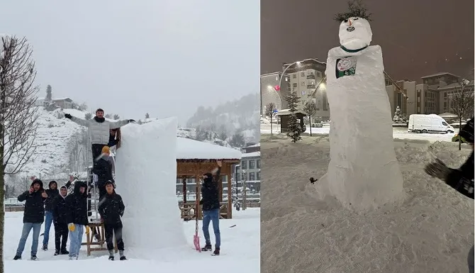 Güneysu’da Karadeniz’in En Büyük Kardan Adamı Rekoru Kırıldı