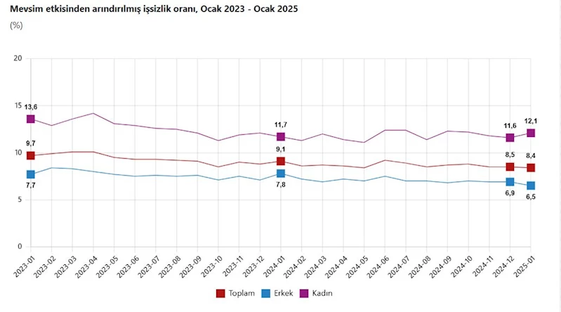 TÜİK: İşsizlik oranı ocakta yüzde 8,4