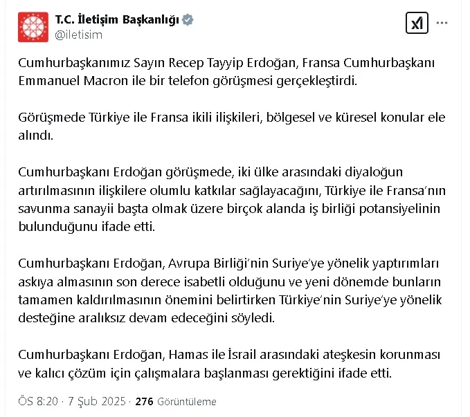 Cumhurbaşkanı Erdoğan, Fransız mevkidaşı Macron ile görüştü