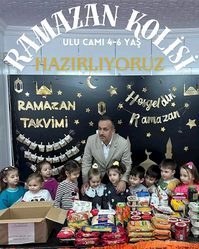 Kuran kursu öğrencileri harçlıklarıyla ramazan kolisi hazırladı