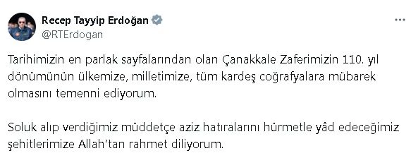 Cumhurbaşkanı Erdoğan