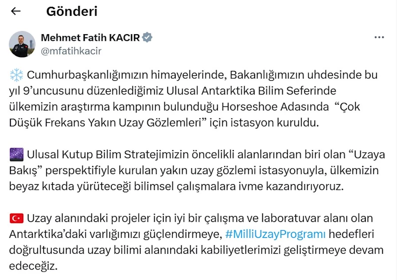 Bakan Kacır: Antarktika