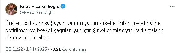TOBB Başkanı Hisarcıoğlu
