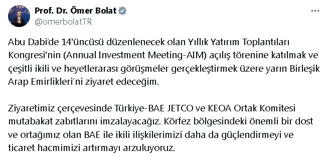Bakan Bolat, Birleşik Arap Emirlikleri