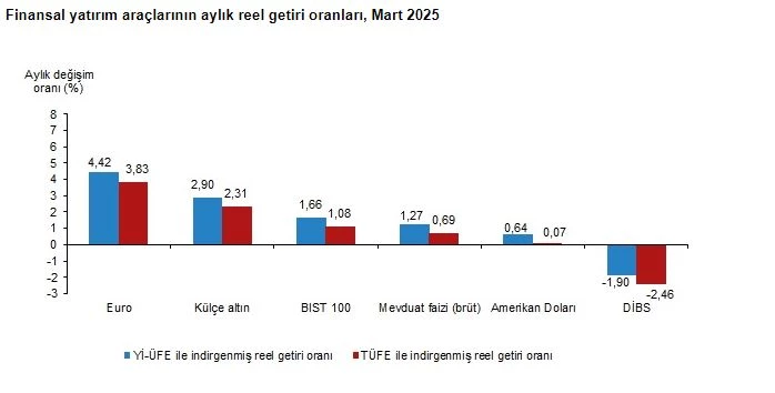 TÜİK: Aylık en yüksek reel getiri avroda oldu