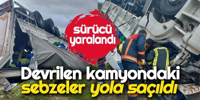 Devrilen Kamyondaki Sebzeler Yola Saçıldı!